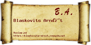Blaskovits Arnót névjegykártya